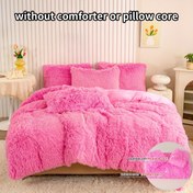Resim 3 adet/takım Yatak Takımı, Düz Renk Polyester, Pembe, Tüm Mevsimler İçin Yatak Örtüsü, Yatak Odası Aksesuarları 