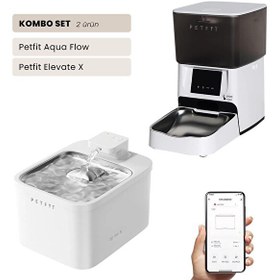 Resim Petfit Aqua Flow WiFi Akıllı Otomatik Kedi Köpek Su Pınarı - Petfit Elevate X 4L WiFi Akıllı Otomatik Mama Kabı 