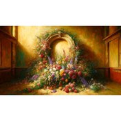 Resim Venspor Renkli Çiçeklerle Süslenmiş Gotik Arka Plan - 200x150cm Fon Duvar Örtüsü 