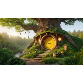 Resim Venspor Peri Masalı Hobbit Evi Temalı Arkaplan 200 x 150 cm Fon Duvar Örtüsü 