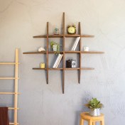 Resim Vogel Home Design Duvar Rafı Ahşap Oval Kesim Dekoratif Duvar Rafı Kitaplık Raf 