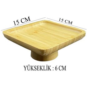 Resim Bambu Ayaklı Servis Tabağı 15 Cm Mini İkramlık Sunumluk Krem 