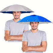 Resim 2 adet Katlanabilir Eller Serbest Şemsiye Şapka, UV Koruma, Ayarlanabilir Demir Alaşım Baş Bantı, Hafif ve Rahat Polyester, Casual Stil, Kamp, Olta, Bahçe, Yürüyüş, Plaj için Baş Bant ile 
