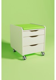 Resim Creo Mobili Çekmeceli Tekerlekli Sirius Keson, Oturulabilir Ofis Ve Ev Komodini, Ekru/yeşil 