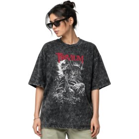 Resim Sevbano Trivium Rock Metal Müzik Grubu Ön Baskılı Unisex Oversize Eskitme Yıkamalı Tişört 