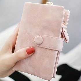 Resim Pembe Vintage Tarzı Kadın Uzun Cüzdan - Yumuşak, Çok Fonksiyonlu Fermuarlı Kapatma, Büyük Kapasiteli Kart Tutucu & Bozuk Para Cüzdanı, Çıtçıt Düğme Kapatma, Polyester Astar, Günlük Kullanım İçin Kompakt Tasarım, Sevimli Cüzdan 
