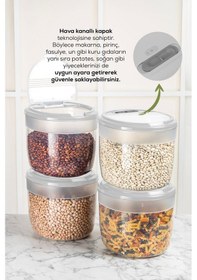 Resim 4'lü 8 Litre Büyük Boy Plastik Saklama Kabı Açık Gri Kapaklı Açık Gri 