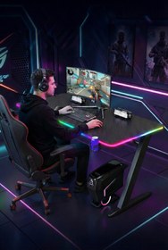 Resim Karr Gaming Thunder 25mm RGB Aydınlatmalı Oyuncu Masası | Siyah Karbon Fiber Kaplama 