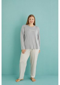 Resim Gd Goldoremi 50802-19 Büyük Beden Kadın Amazing Milan Kumaş Pijama Takım 001 