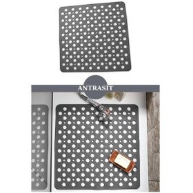 Resim Kare Vantuzlu Banyo Ve Duş Kaydırmazı, Küvet İçi Duşakabin Kaydırmaz Banyo Paspası 54x54cm Gri 