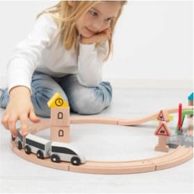 Resim IKEA Lillabo Ahşap Oyuncak Tren Seti - 45 Parça 