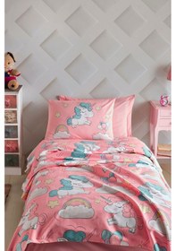 Resim Enlora Home Baskılı Pike Takımı Tek Kişilik Unicornio Pembe 