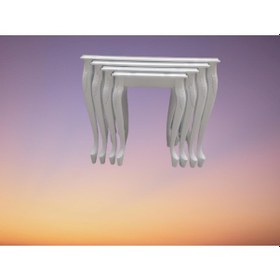 Resim Zigon Sehpa Lükens Aslan Oymalı Klasik Model Parlak Beyaz Kayın 