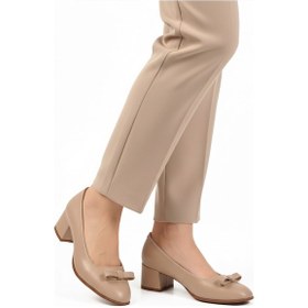 Resim Ayakmod Bej Cilt Fiyonk Kurdeleli Kadın Topuklu Ayakkabı 519081 Z BEJ CILT 