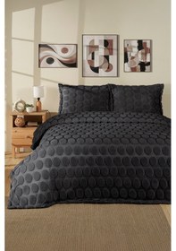 Resim Jakarlı Welsoft Tek Kişilik Yatak Örtüsü Seti 180x240 Cm Perle Antrasit 