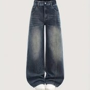 Resim Kızlar için Vintage Bol Koyu Renkli Kot Pantolon - Etkili ve Rahat Kot Pantolon, Aktif Küçük Kızlar için Günlük Giyim, Geniş Eğimli Cep ve Benzersiz Yama Tasarımları ile Yeni Bahar İçin İdeal, Üç Yaş ve Üstü Çocuklar İçin İdeal. 