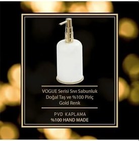 Resim Mayaglory Vogue Serisi Doğal Mermer Sıvı Sabunluk Beyaz Gold Renk 9026 