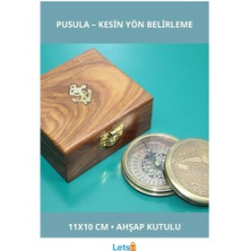 Resim Ahşap Kutulu Nostaljik Pirinç Pusula 1 Adet 