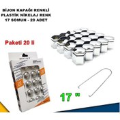 Resim Renkli Bijon Kapağı Plastik Nikelaj Renk Altıgen 17 Mm Bijon Uyumlu 20 Adet 