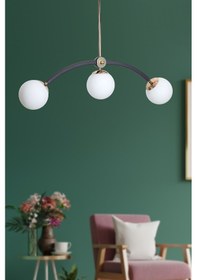 Resim Frenk 3 Lü Gold-siyah Metal Gövde Beyaz Rengi Camlı Lüx Sark... Gold 