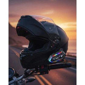 Resim İntora 16 Mod Rgb Işıklı Motosiklet Intercom Çift Telefon Destekli 
