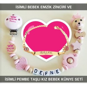 Resim Sahi Aksesuar İsimli Bebek Emzik Zinciri Ve İsimli Bebek Künye Seti Bezyı564 Çok Renkli 