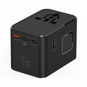 Resim Wiwu Wi-UA006 Çoklu Universal TR/US/UK/AUS/EU Uyumlu Seyahat Şarj Adaptörü 45W - Siyah 