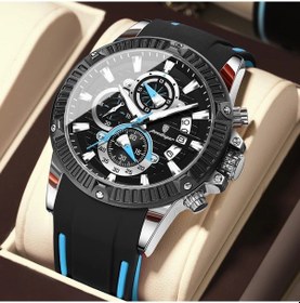 Resim Fochsia Poedagar Erkek 6 Düğmeli Çok Fonksiyonlu Kuarz Saati Silvery Blue 4 Siyah Mavi Silikon Kordon İş Ve Günlük Kullanım Diğer 