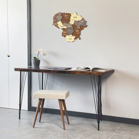Resim Litvanya Ahşap Duvar Haritası - 3D ve Çok Renkli - Ahşap Duvar Dekoru - 60x56 cm 