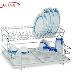 Resim Ece Metal Deluxe Bulaşık Sepeti 2 Katlı Paslanmaz Bulaşık Sepeti Bulaşıklık Tabaklık Bardaklık 