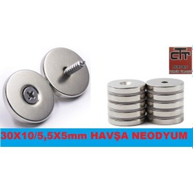 Resim Ceksancivata 5 Adet 30Mm X 10-5Mm X 5Mm Havşa Delikli Güçlü Neodyum Miknatis 