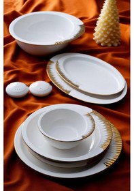Resim Acar Sherry Gold 6 Kişilik 29 Parça Yemek Takımı Beyaz - Gold 