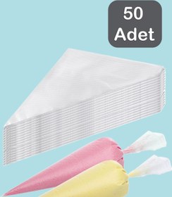 Resim Porsima PBT-165 50 Adet Krema Kek Pasta Süsleme Kullan At Krem Şanti Sıkma Torbası Pastacılık Malzemeleri 