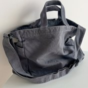 Resim Kadınlar İçin Vintage Yıkanabilir Tote Çanta - Büyük Kapasiteli Fermuarlı Omuz Çantası, Makinede Yıkanabilir Dayanıklı Koyu Gri Günlük Seyahat Kamp Çantası, Rahat Tasarım, Sağlam Yapı, Outdoor Tutkunları İçin 