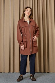 Resim Puane Kadın Beli Tünelli Tunik - 10723TUN - BROWN 