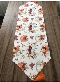 Resim Çiçekli Balkabağı Desenli Runner Çok Renkli 