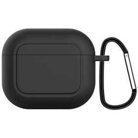 Resim Apple AirPods 3. Nesil Mat Lüks Silikon A23 Siyah Kılıf 