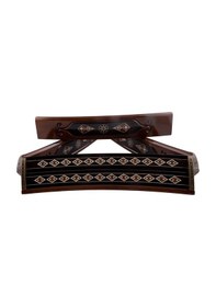 Resim Helena Wood Art Mozaikli Oval Masif Okey Takımı Koyu 