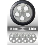Resim Ford Fiesta Focus Fusion 15" Inç Uyumlu 4 Adet 1 Takım Gri Kırılmaz Esnek Jant Kapağı 017 