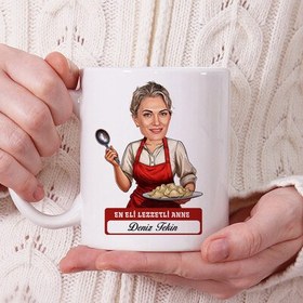 Resim Eli Lezzetli Anne Karikatürlü Kupa Bardak 