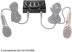 Resim stereo mikser,KOCAN Taşınabilir Karaoke Ses Ses Stereo RCA Kablo Güç Adaptörü ile Yankı Karıştırıcı Çift mikrofon girişleri TV PC Smartphone Amplifikatör için,karaoke karıştırıcı 