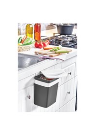 Resim Dolap Kapağı 5 Lt Askılı Çöp Kovası Gri, Kapaklı Çöp Kovası Gri 
