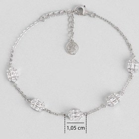 Resim Baget Şıklığı 18 Ayar Beyaz Altın Kaplama 19 Cm Gümüş Bileklik Rodyum 
