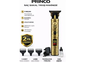 Resim Princo Prınco Tıraş Makinesi PR-556 Altın Renkli T-Bıçaklı Kablosuz Kullanım Özelliği ile Ergonomik 