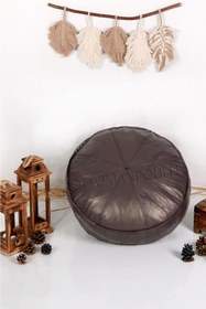 Resim Canarı Hobi - El Yapımı Deri Bohem Ottoman Puf Minder 60cm 
