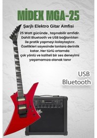 Resim Maxword Dg-34rd-25amp Kelly Kasa Floyde Rose 2x Zebra Hh Manyetik 25w Amfili Elektro Gitar 