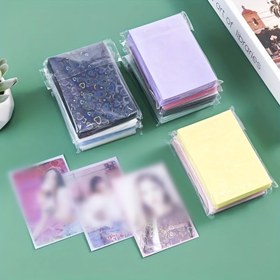 Resim 50 adet/paket Parlak Film Kpop Kart Kılıfları Koruyucu Lazer Kalp Şekilli İdol Kart Koleksiyonu Koruyucu Film Fotoğraf Kartları Oyun Kartları Koruyucu Kılıflar Kapak 