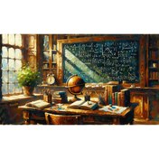 Resim Venspor Bilim ve Sanat: Kitaplar, Küre ve Kara Tahta Temalı Arkaplan - 200x150cm Fon Duvar Örtüsü 