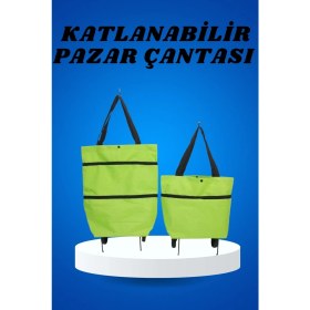 Resim AyrStore Pazar Arabası ve Alışveriş Çantası Çift Yönlü Kolay Tekerlekli Taşınabilir 
