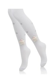 Resim Veraye Socks Kız Külotlu Çorap Pullu Taş Baskılı Pamuklu Penye 3'lü Beyaz-krem-pembe 